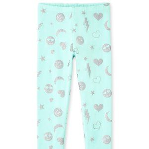 Girls Aqua emoji leggings size 7/8